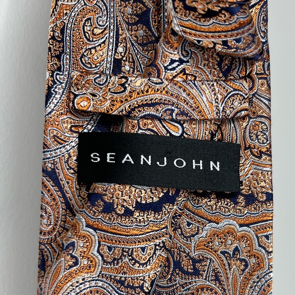 Men’s SEAN JOHN paisley neck tie. Orange with blue. Gorgeous tie! - Picture 6 of 6